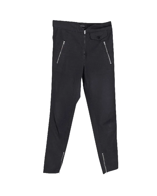 Eclectic Fashion Isabel Marant Zipper Trousers in Black Cotton