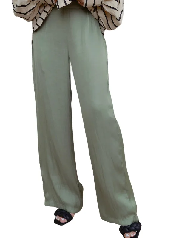 Style Upgrade Rue Satin Pants In Olive