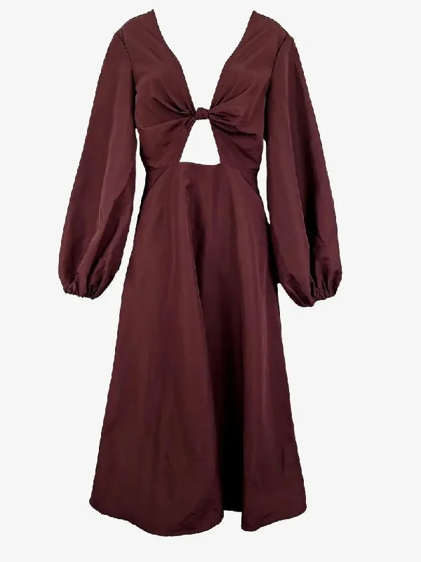 Chic Outfits Mossman Warm Brown Puff Sleeve Maxi Dress Size 8