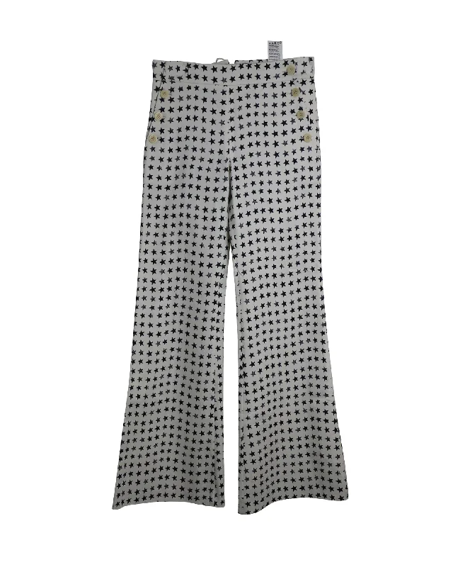 Summer Sale Max Mara Zirlo Star Print Flared Pants in White Cotton