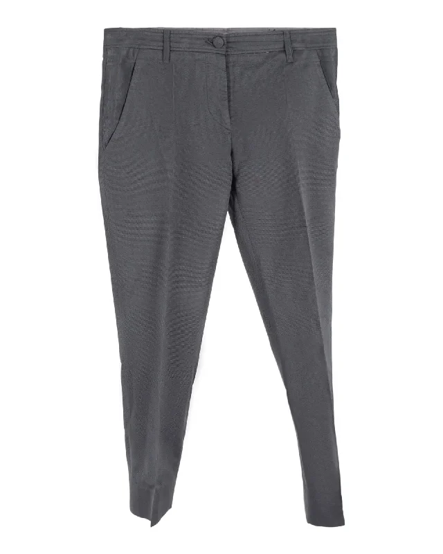 Limited Time Offer Miu Miu Straight Leg Trousers in Grey Cotton