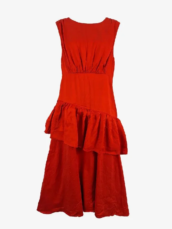 Special Offer Basque Chilli Asymmetrical Frilled Evening Maxi Dress Size 10