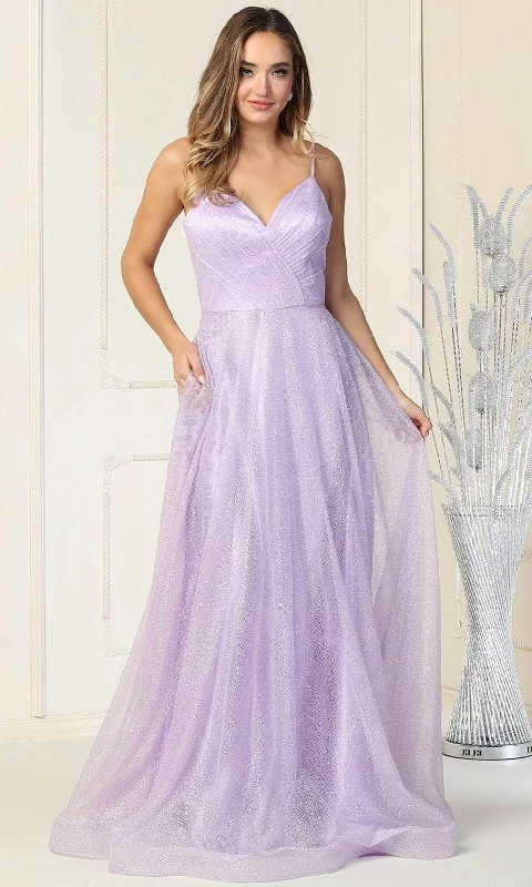 Wardrobe Essentials May Queen MQ1838 - Sleeveless Glittered Tulle Surplice Evening Gown