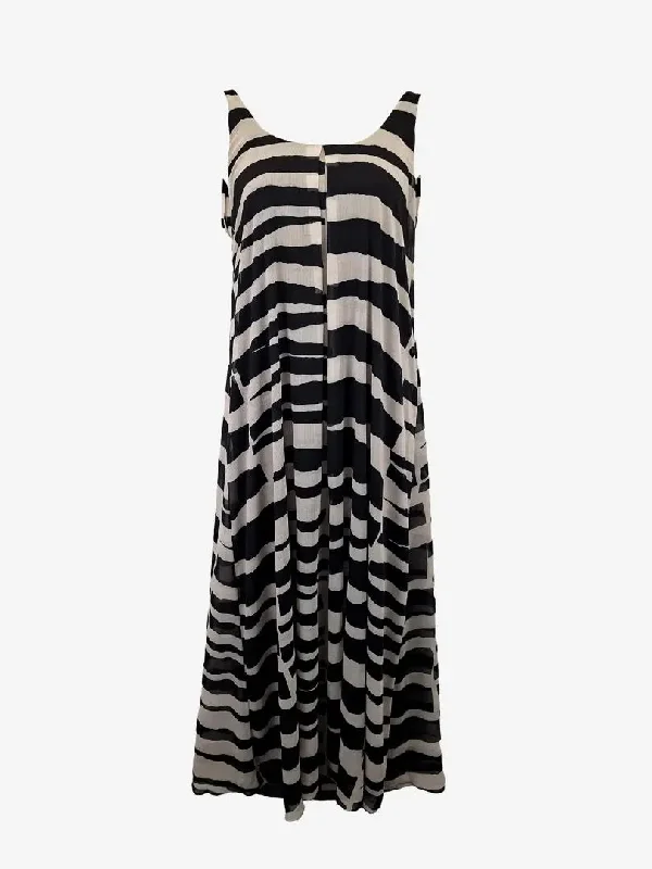 Current Trends Alice + Olivia Breezy Zebra Stripe Summer Maxi Dress Size L