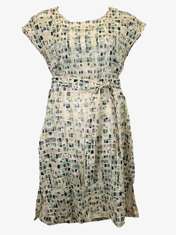 Seasonal Style Discounts David Lawrence Delma Printed Linen Midi Dress Size 14