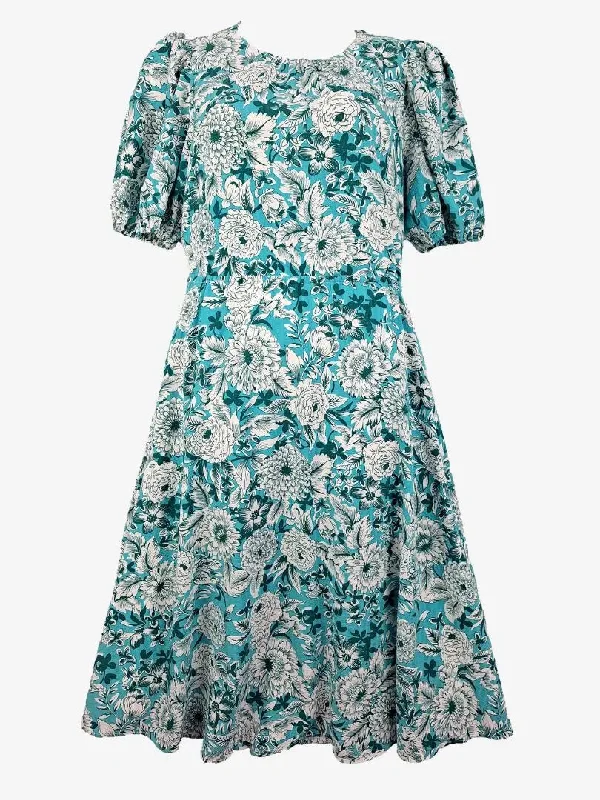 Budget Friendly Review Teal Spring Garden Open Back Midi Dress Size 14