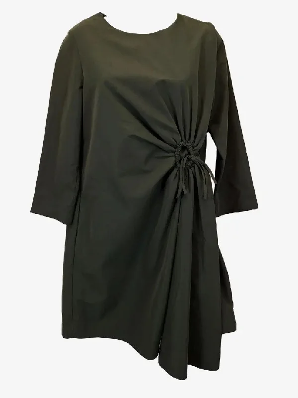 Gift Ideas COS Ruched Olive Day Midi Dress Size 8