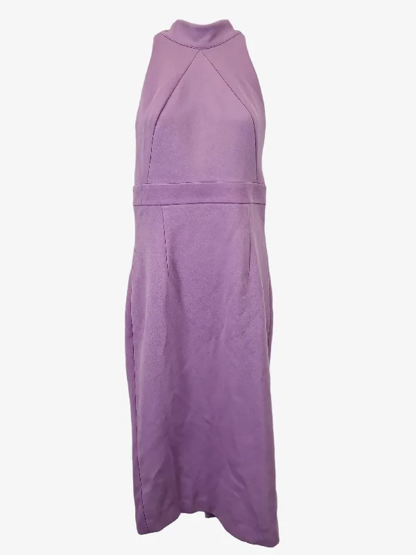 Style Revolution Mossman Mauve Tailored Halter Neck Midi Dress Size 10