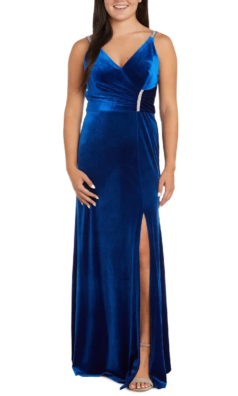 Trend Leading Collection Nightway 22093 - Rhinestone Accent V-Neck Evening Gown