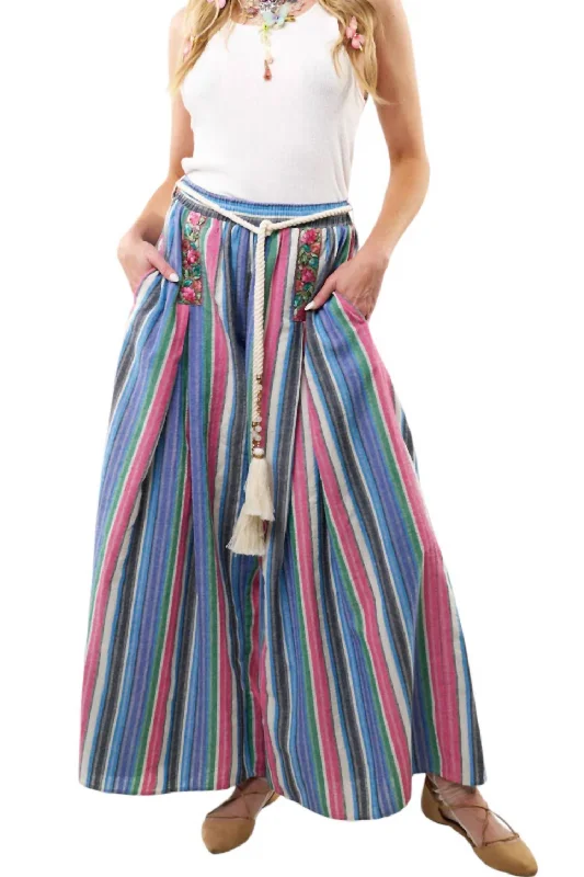 Fashion Women's Clothing Miss June Pants In Blue/white Stripes