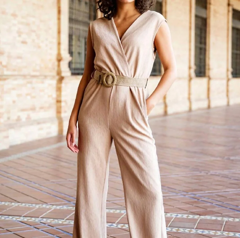 Latest Trends Crinkle Jumpsuit In Light Sane