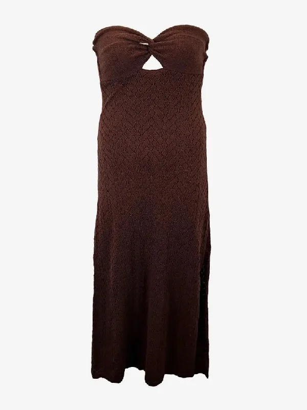 Hot Deals Aere Classy Strapless Chocolate Midi Dress Size 12