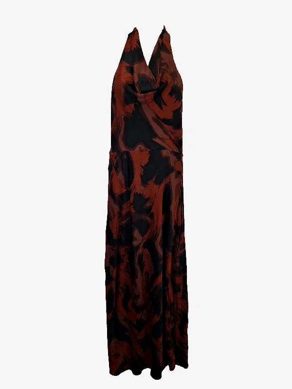 Trendy Outfits For Girls Wayne Cooper Halter Neck Swirled Fitted Maxi Dress Size 12