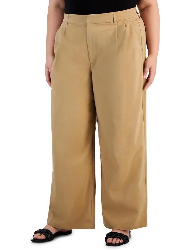 Earthy Tones Plus Womens High Rise Work Wear Dress Pants