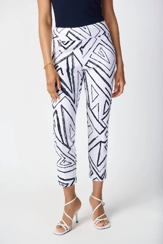 Trendy Outfits For Girls Geometric Print Silky Pull-On Pant In Vanilla/midnight