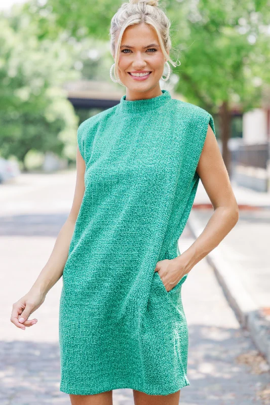 Best Online Women's Boutiques One More Time Green Tweed Shift Dress