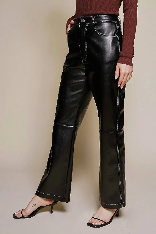 Stylish Women's Apparel Luxe Leather Pants In Black