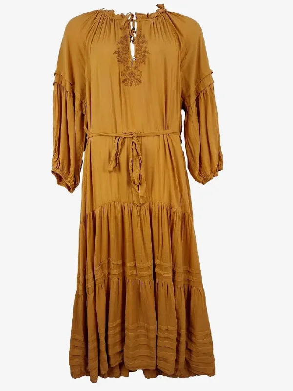 Luxury Fashion Auguste Boho Butterscotch Relaxed Maxi Dress Size 16