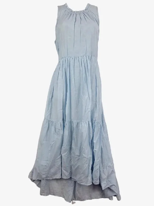 Seasonal Sale Holiday Baby Blue Gathered  Resort Maxi Dress Size M