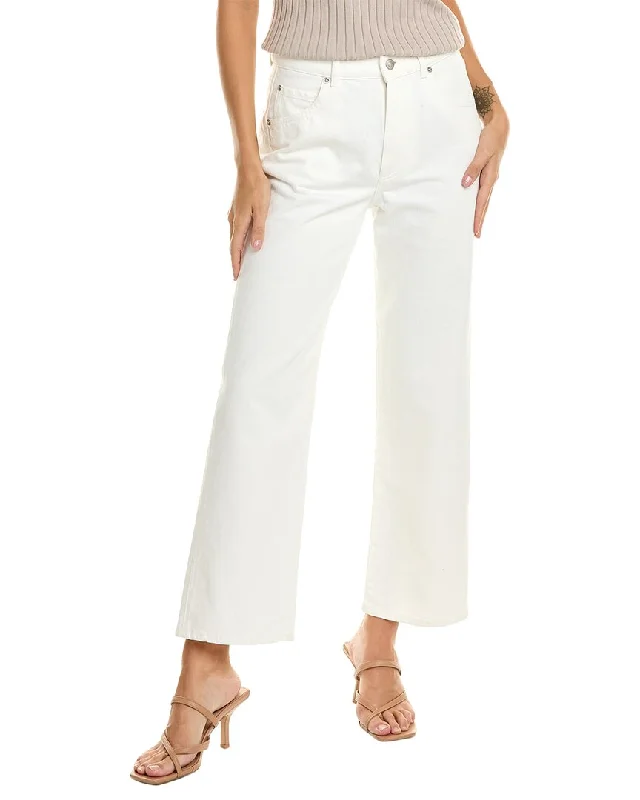 Preppy Style Loro Piana Cropped High-Rise White Straight Leg Jean