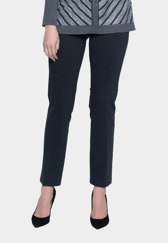 Casual Chic Clothing Pull-On Straight Leg Pant In Heather Charcoal