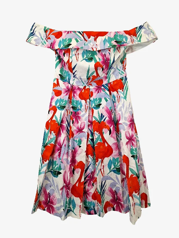 Comfortable Chic Review Graceful Box Pleat Flamingo Midi Dress Size 10