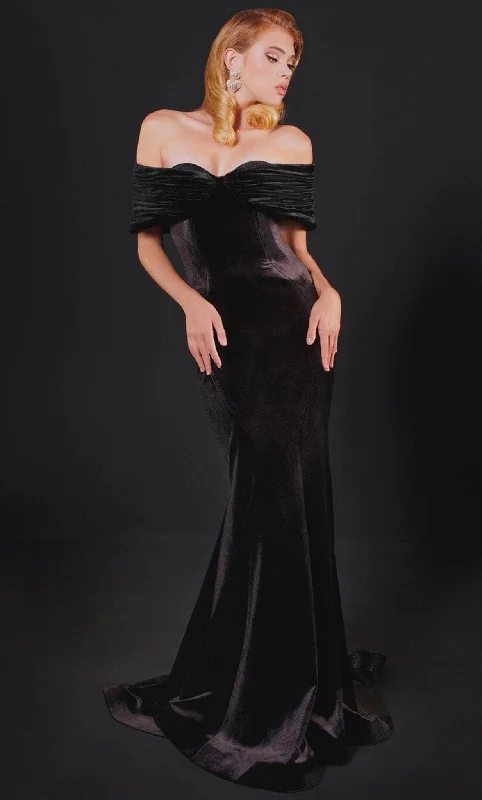 Wardrobe Update MNM COUTURE N0523 - Ruched Off Shoulder Evening Gown