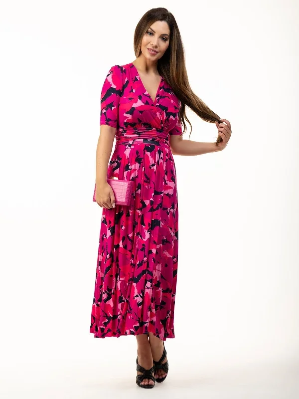 Online Boutique Stores Macara Wrap Maxi Dress | Pink Abstract