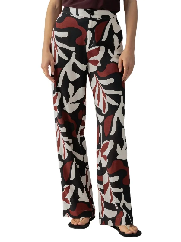 Imeless Style Soft Print Trouser In Mineral