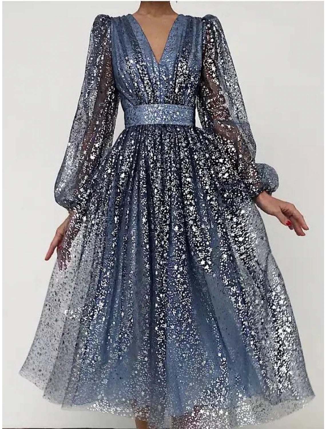 The Epitome Of Modern Women's Fashion Women‘s Sequin Dress Party Dress Sparkly Dress Dress Homecoming Dress Sheath Dress Swing Dress Midi Dress Dusty Rose Dusty Blue Long Sleeve Plain Ruched Winter Fall Spring V Neck Mod