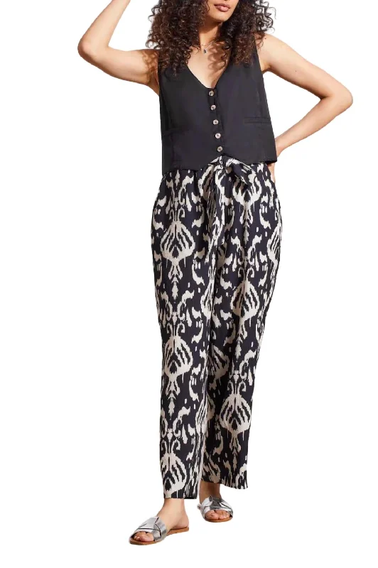 Online Impressions Boutique Printed Pull-On Belted Pants In French Oak