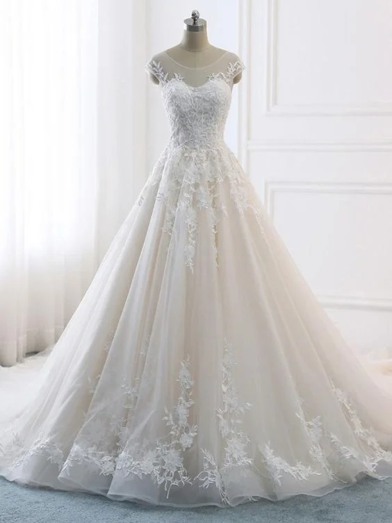 Sales For Clothes Romantic A-line Royal Wedding Dresses White Bridal Gown Lace wedding dresses prom dress    cg20291