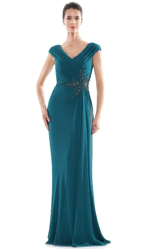 Best Sellers Marsoni by Colors - MV1080 Cap Sleeve Foliage Beaded Sheath Gown