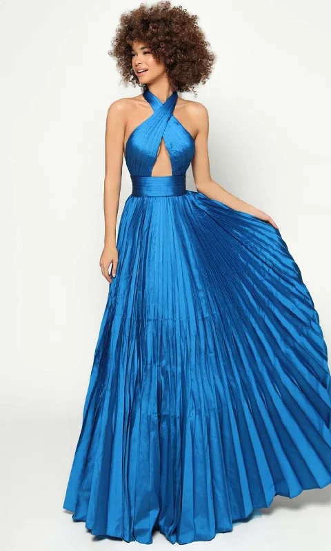 Mega Sale Tarik Ediz - 51165 Halter Cutout Pleated Gown