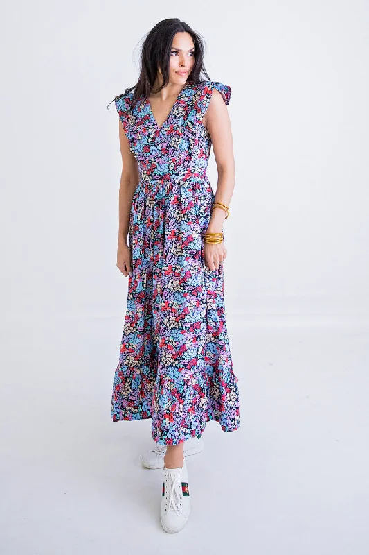 Comfortable Chic Ditzy Floral Poplin Ruffle Dress