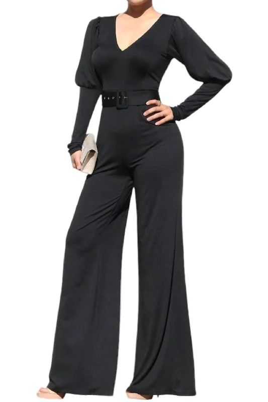 Flash Sale Or Flash Sales Belted Jumpsuit In Black