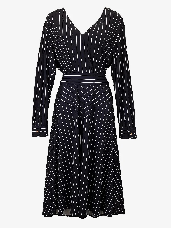 Unleash Your Trend Driven Style Ralph Lauren Classy Striped Midi Dress Size 10