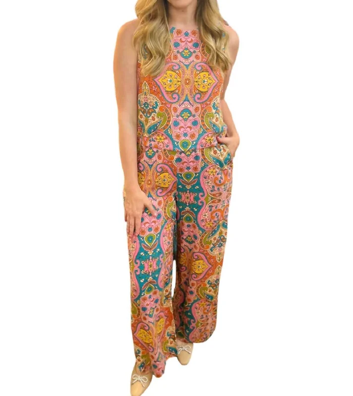 Best Online Clothing Boutiques Paisley Print Wide Leg Pants In Coral