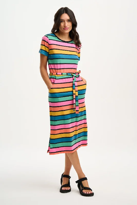 End Of Season Clearance Flissy Jersey Midi Dress (Multi Beach Hut Stripes)