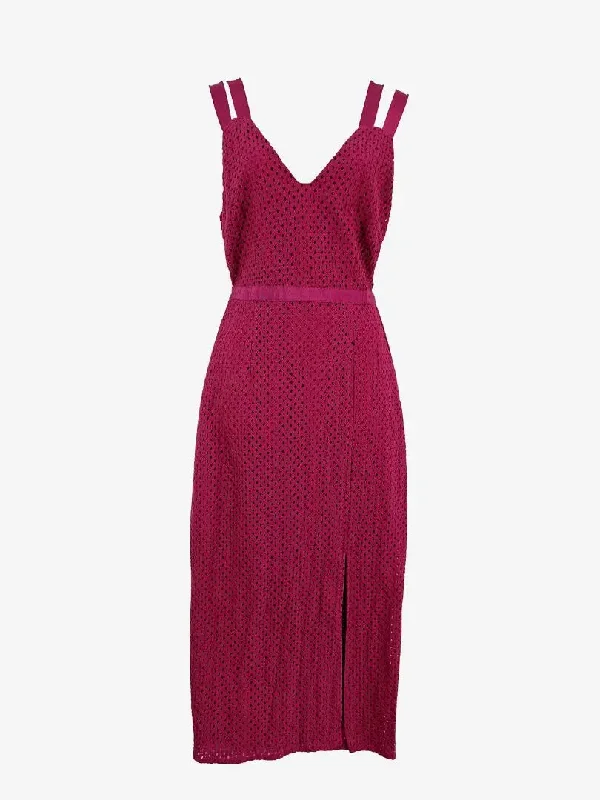 Summer Fashion Chancery Michelle Magenta Lace Strappy Midi Dress Size 10