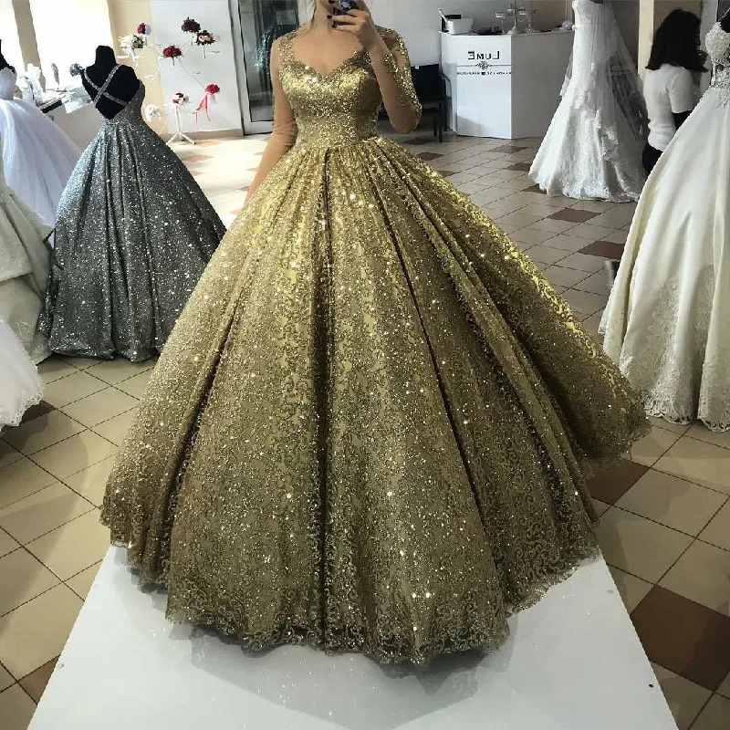 Chic Women’s Clothing for Work and Travel Long Wedding Dresses, gold Prom Formal Evening Dresses   cg19658