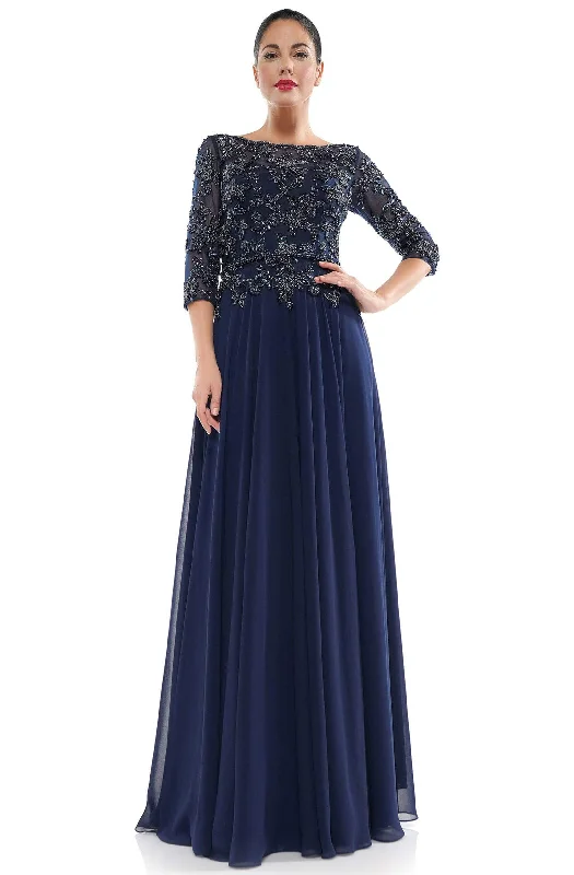 Trend Setting Wardrobe Marsoni by Colors - MV1051 Beaded Bateau Chiffon A-line Gown