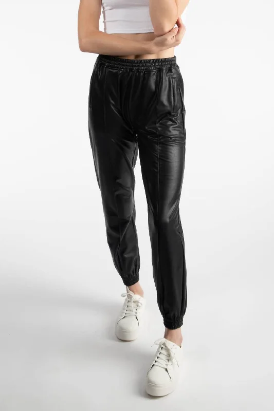 Clothing Online Pleather Jogger In Black