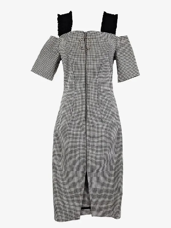 Versatile Women’s Clothing for All Occasions By Johnny Structured Gingham Zip Front Fitted Midi Dress Size 8