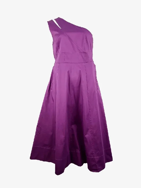 Seize Bargains ME+EM Summer Purple Sateen Asymmetric Midi Dress Size 16