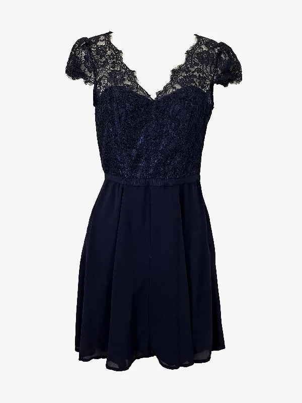 Trend Setting Threads Review Navy Lace Bodice Evening Midi Dress Size 8