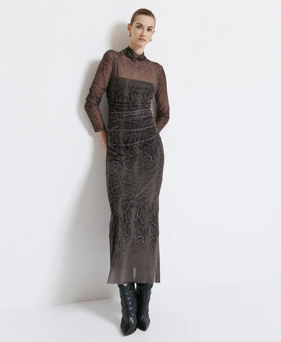 Best Online Women's Boutiques Access Fashion Olive Snakeprint Maxi Dress