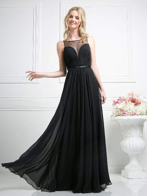 Comfort Meets Fashion Cinderella Divine - 7458 Illusion Neckline Chiffon Empire Waist Gown