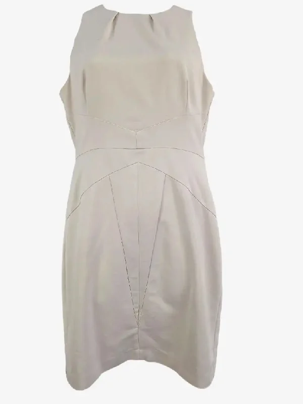 New In This Season Cue Chalk Panelled  Fitted Midi Dress Size 14