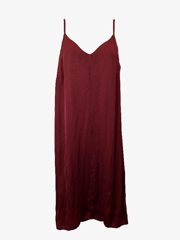 Redefining Women's Style Emerge Burgundy Timeless Slip Midi Dress Size 10